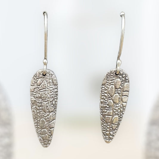 Textured fine silver earrings