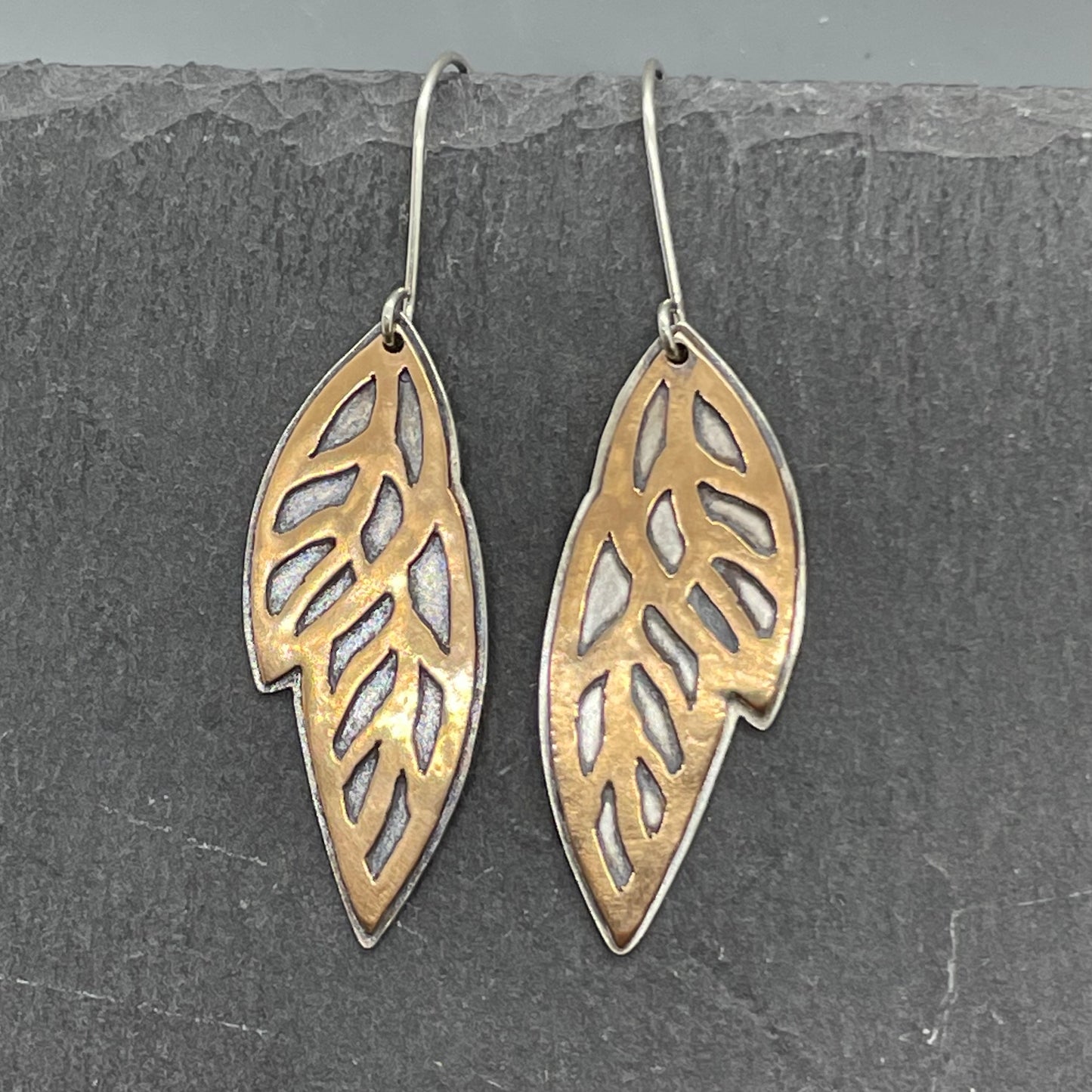 Modern leaf veined earrings